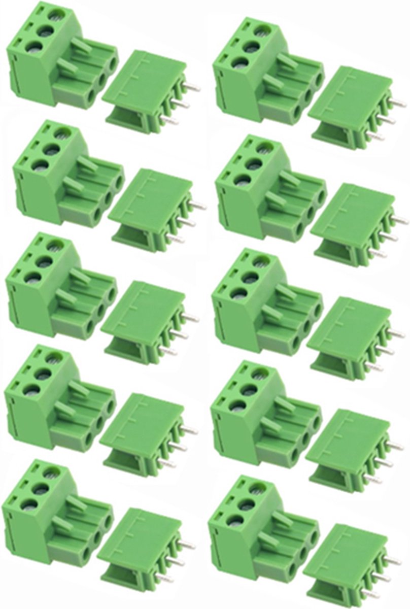 Schroef terminal 3pin 2-delig recht KF2EDG 5.08 - 10 stuks