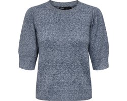 ONLY Dames Trui Gemêleerd Blauw – Gebreide Polyestermix – Regular Fit – Ronde Hals