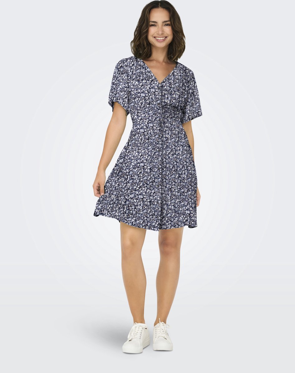 Only ONLEVIDA S/S SHORT DRESS WVN NOOS - Dames - Mini jurken night sky/sofia white blue ditsy