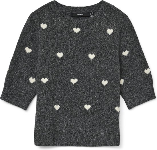 Vero Moda Vmdoffy Intarsia 2/4 O-nk Pullov Ga 10330793 Gris Foncé Melange Femme Taille - M