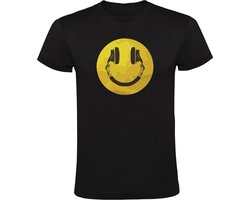 Koptelefoon Smile Heren T-shirt - play - music - dj - radio - geluid - sound - festival - disco - discotheek - shirt