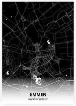 Emmen plattegrond - A2 poster - Zwarte stijl