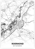 Roermond plattegrond - A2 poster - Zwart witte stijl