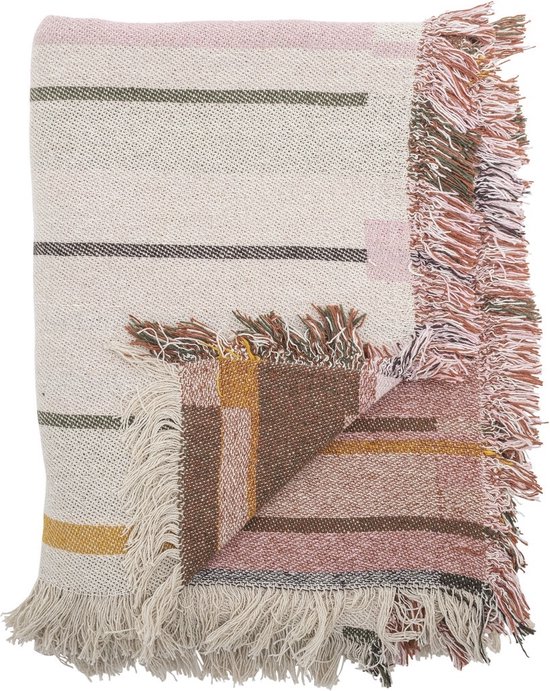 Bloomingville - Plaid Toscana Natuur - Gerecycled katoen - 160x130cm