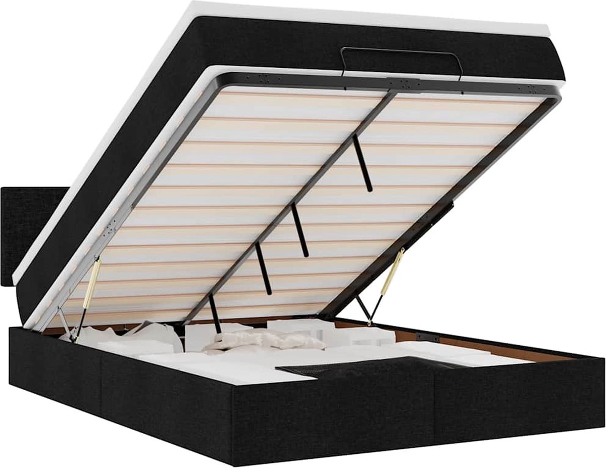 vidaXL - Bed - met - matras - 140x200 - cm - stof - zwart