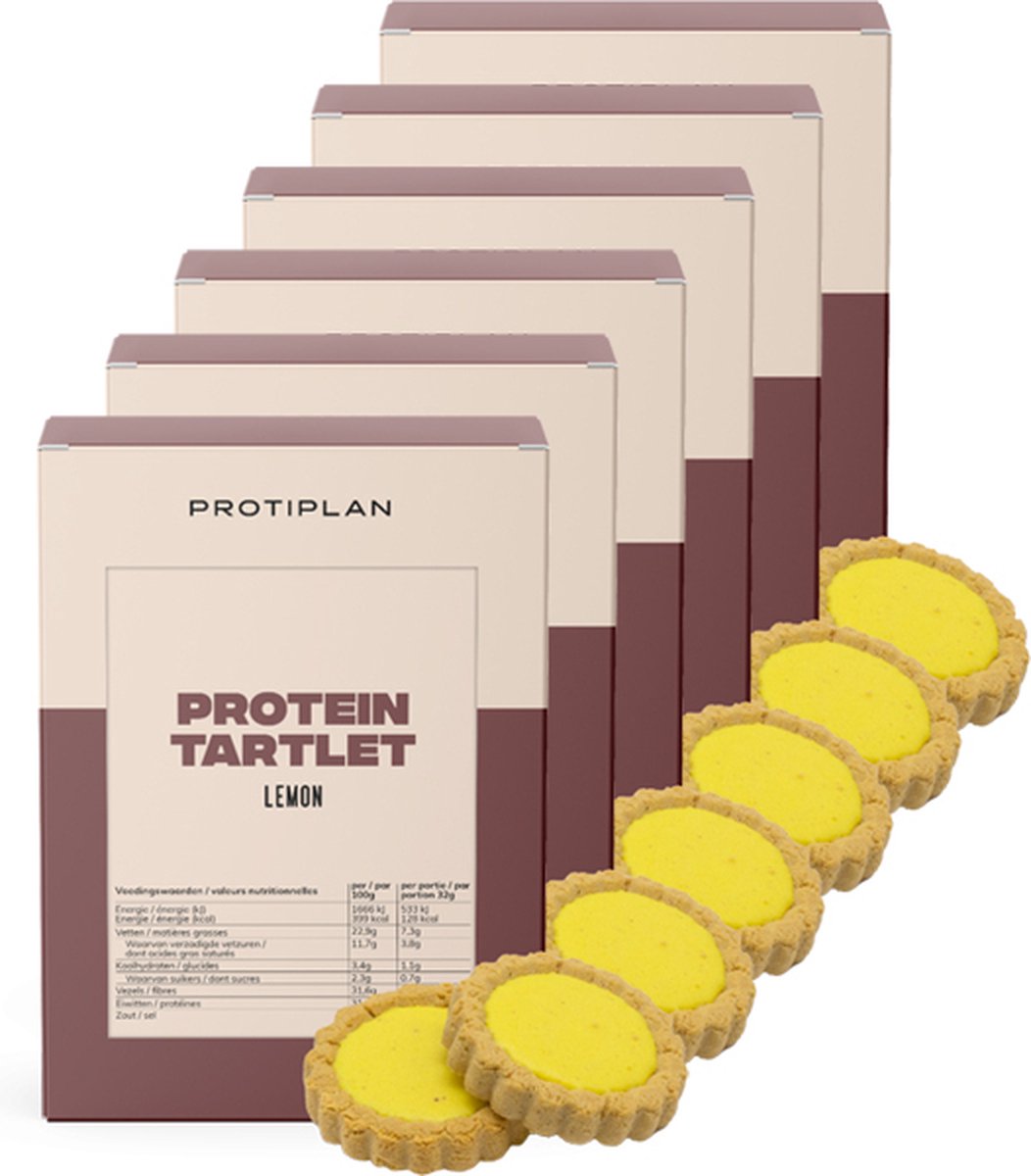 Goedkoopste Protiplan | Tartelette Citroen | 6 stuks | 6 x 7 x 32 gram | Low carb snack | Eiwitrepen | Koolhydraatarme sportvoeding | Afslanken met Proteïne repen | Snel afvallen zonder hongergevoel!