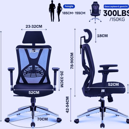 hjh OFFICE PRO-TEC 200 Bureaustoel, Ergonomische Rugleuning in 5 Standen Verstelbaar, In Hoogte Verstelbare Armleuningen met Softpads, Antraciet