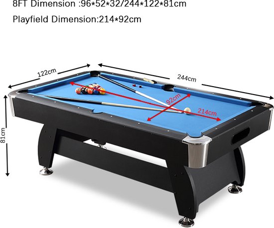 Strength - 8FT Biljarttafel - Pooltafel Blauw-Zwart - Hobby Biljart 8FT - Sterk en Stijlvol van Strength — afbeelding 5