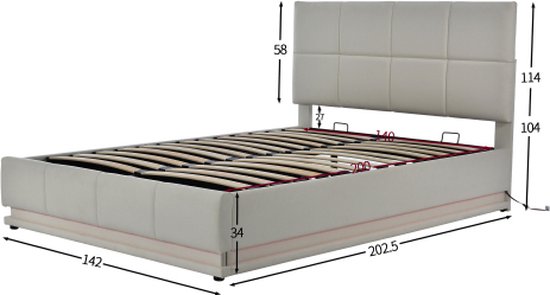 BELIANI LUNAN - Tweepersoonsbed - Beige - 120 x 200 cm - Bouclé
