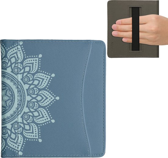 kwmobile flip cover geschikt voor Onyx Boox Leaf 2 - Hoes met handgreep en voorvak voor e-reader - Book case in blauw - Opkomende Zon design van kwmobile — afbeelding 2
