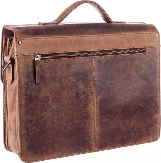 GreenLand Nature Cuir Mallette Sac à épaule Montana Briefcase Brown Brun