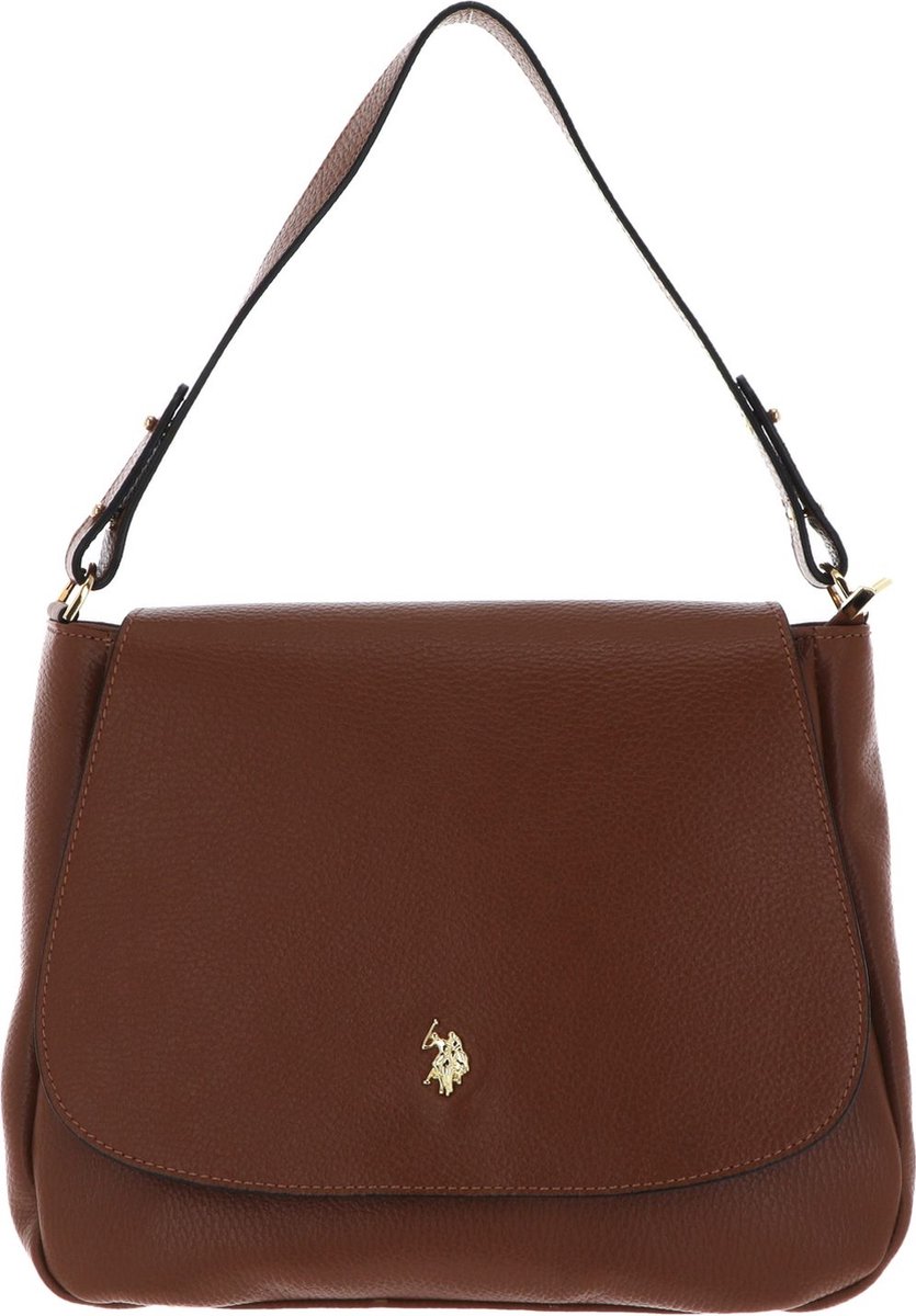U.S. POLO ASSN. Leren Schoudertas Arlington Flap Crossbody Bag Tan Bruine