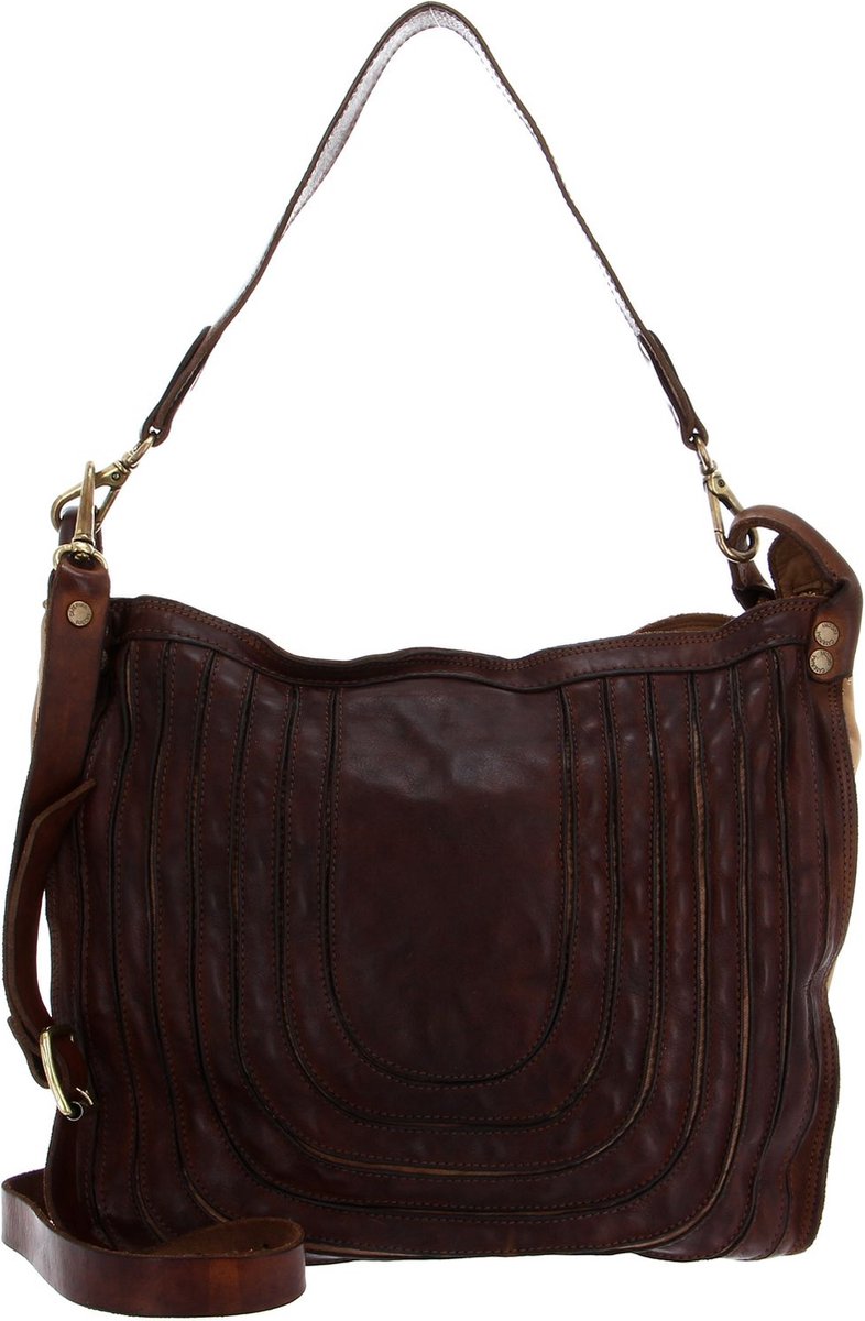 CATERINA LUCCHI Leren Shopper Schoudertas Stripes Tapiro Shoulder Bag Cognac Bruine