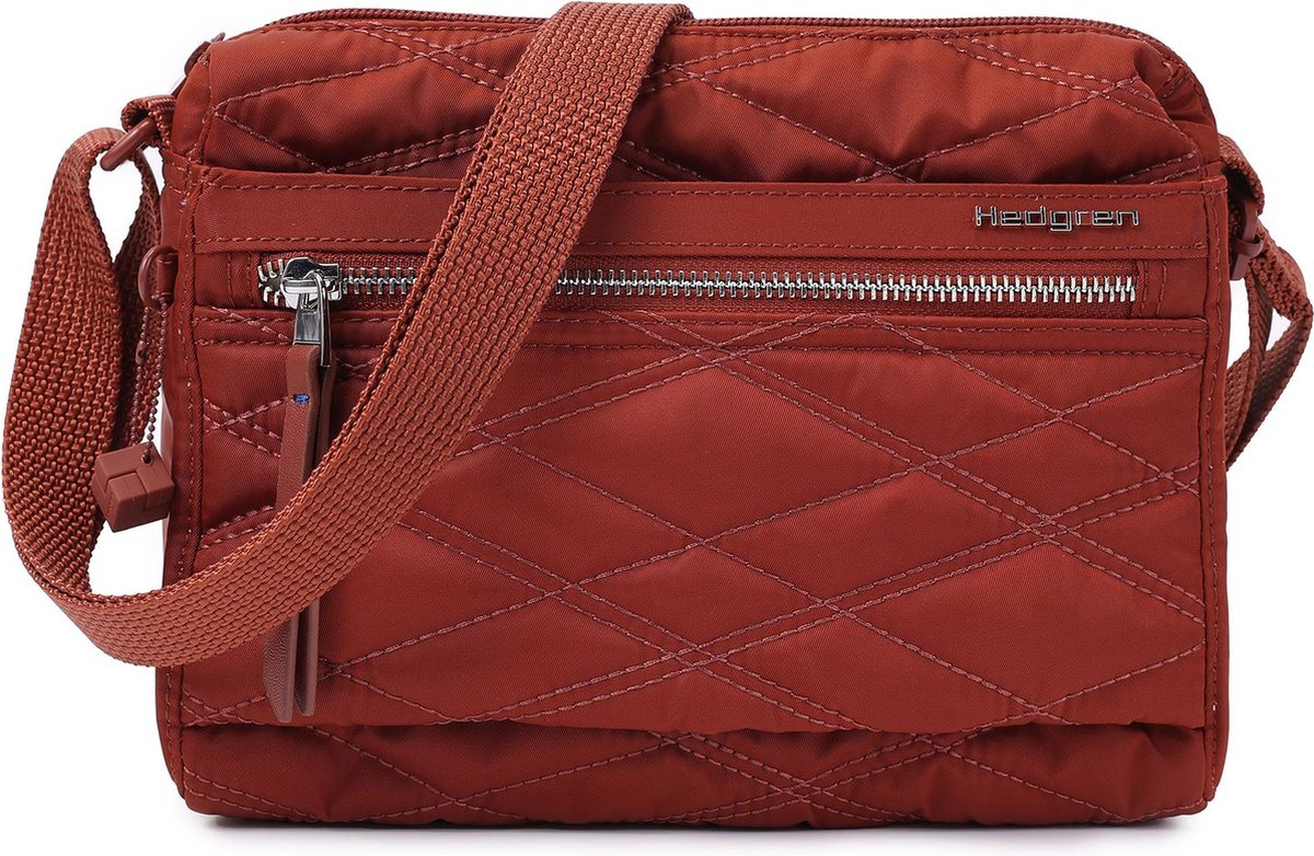 Hedgren Schoudertas Inner City Eye Shoulder Bag RFID New Quilt Brandy Brown Donkerrood