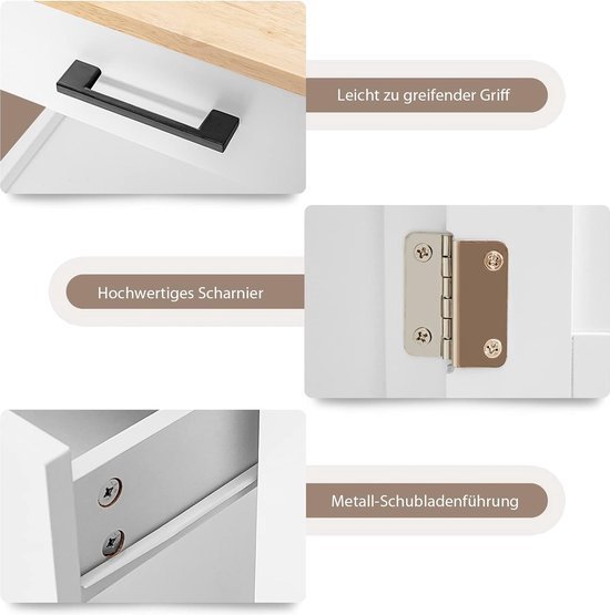 GIANTEX Serveerwagen keukentrolley op wielen, keukenkast met