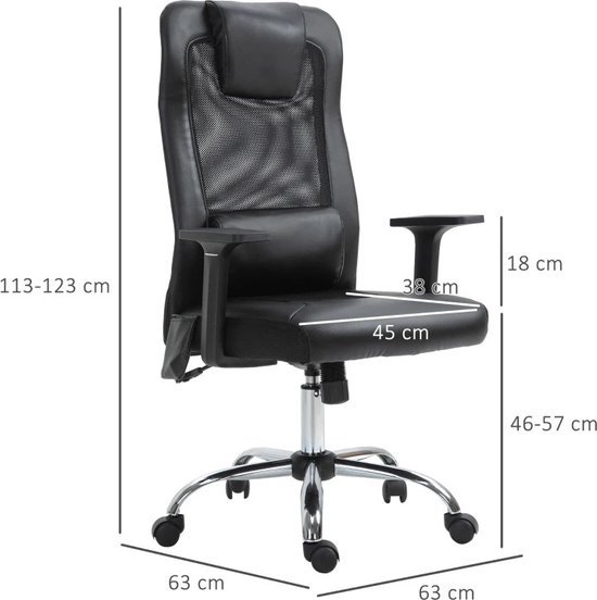 Bureaustoel, hoge rugleuning, zwart leer | MOJO Rental All Areas