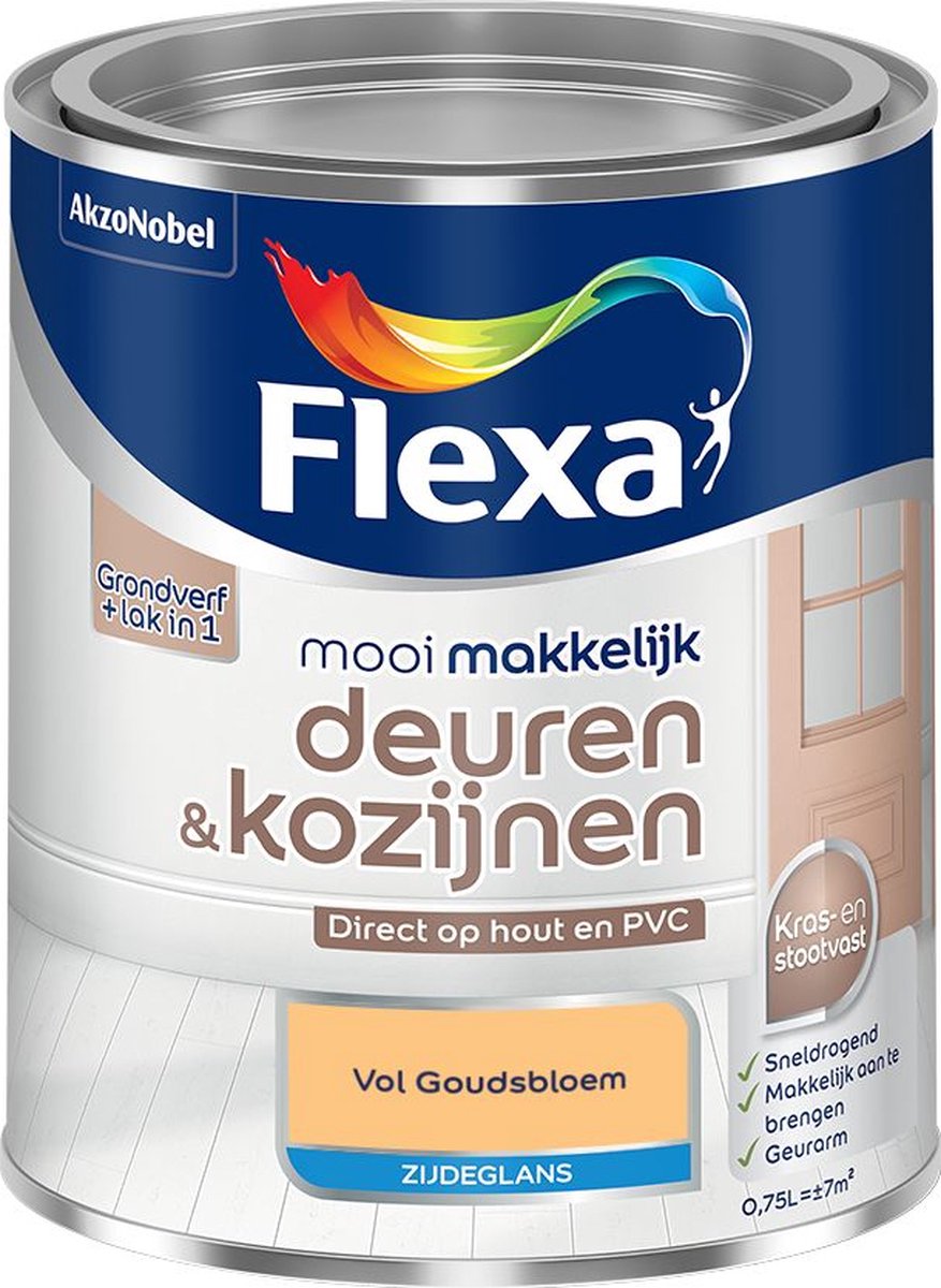 Flexa - Mooi Makkelijk Deuren & Kozijnen Zijdeglans - Vol Goudsbloem - Mengverf - 0.75 L
