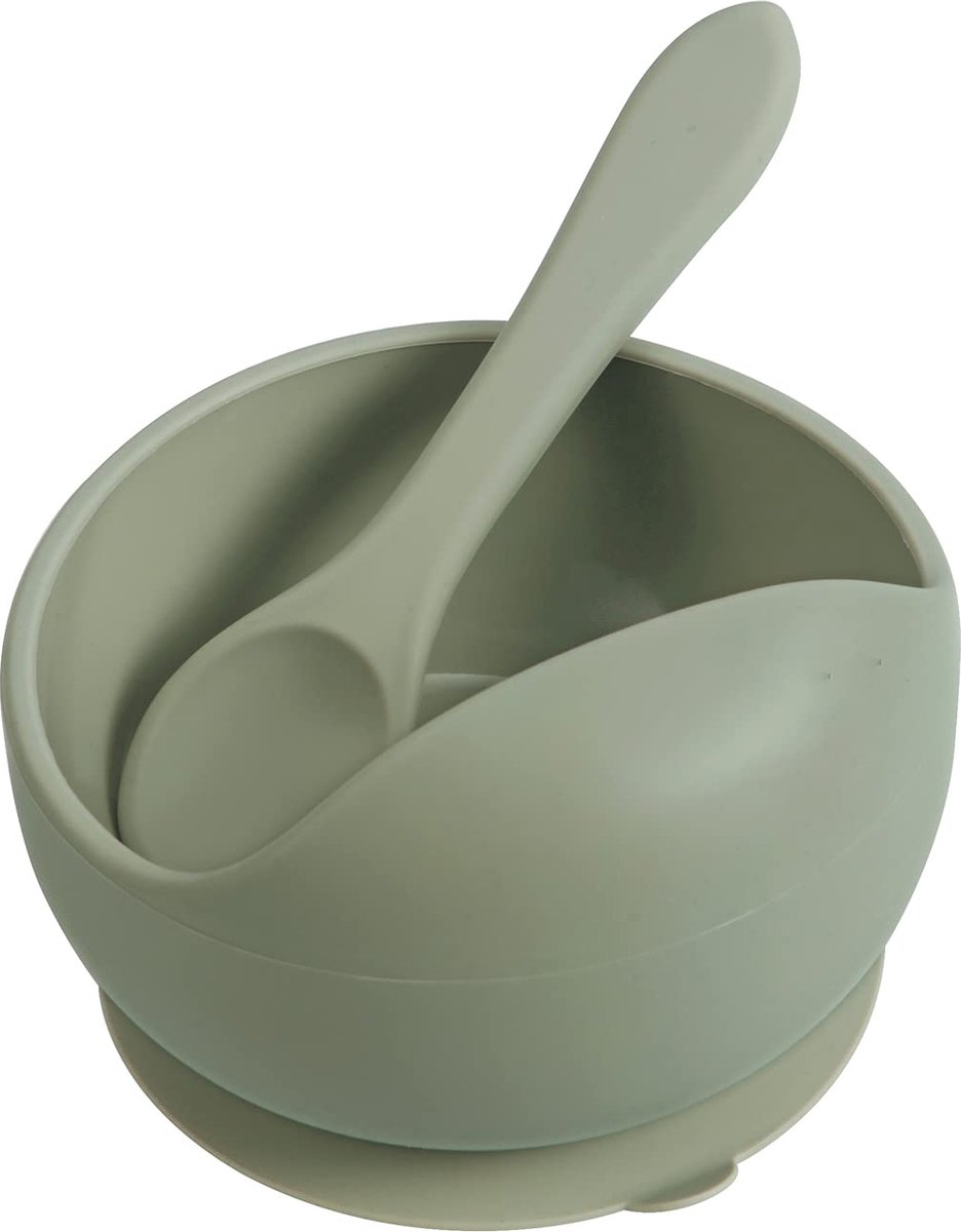 Goedkoopste JGS ® Babyschaal met Antislip Zuignap en Veilig Siliconen Bestek voor Kinderen - Groen