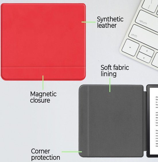 Lunso - sleepcover flip hoes - Geschikt voor Kobo Forma (8 inch) - Rood van Lunso — afbeelding 4