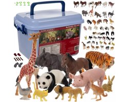 Kruzzel Dieren Speelset – 48 Figuren met Koffer – Educatief Speelgoed