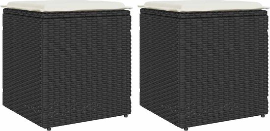 vidaXL Tuinkrukken met kussens 2 st 40x40x43 cm poly rattan vidaXL Tuinkrukken met kussens 2 st 40x40x43 cm poly rattan