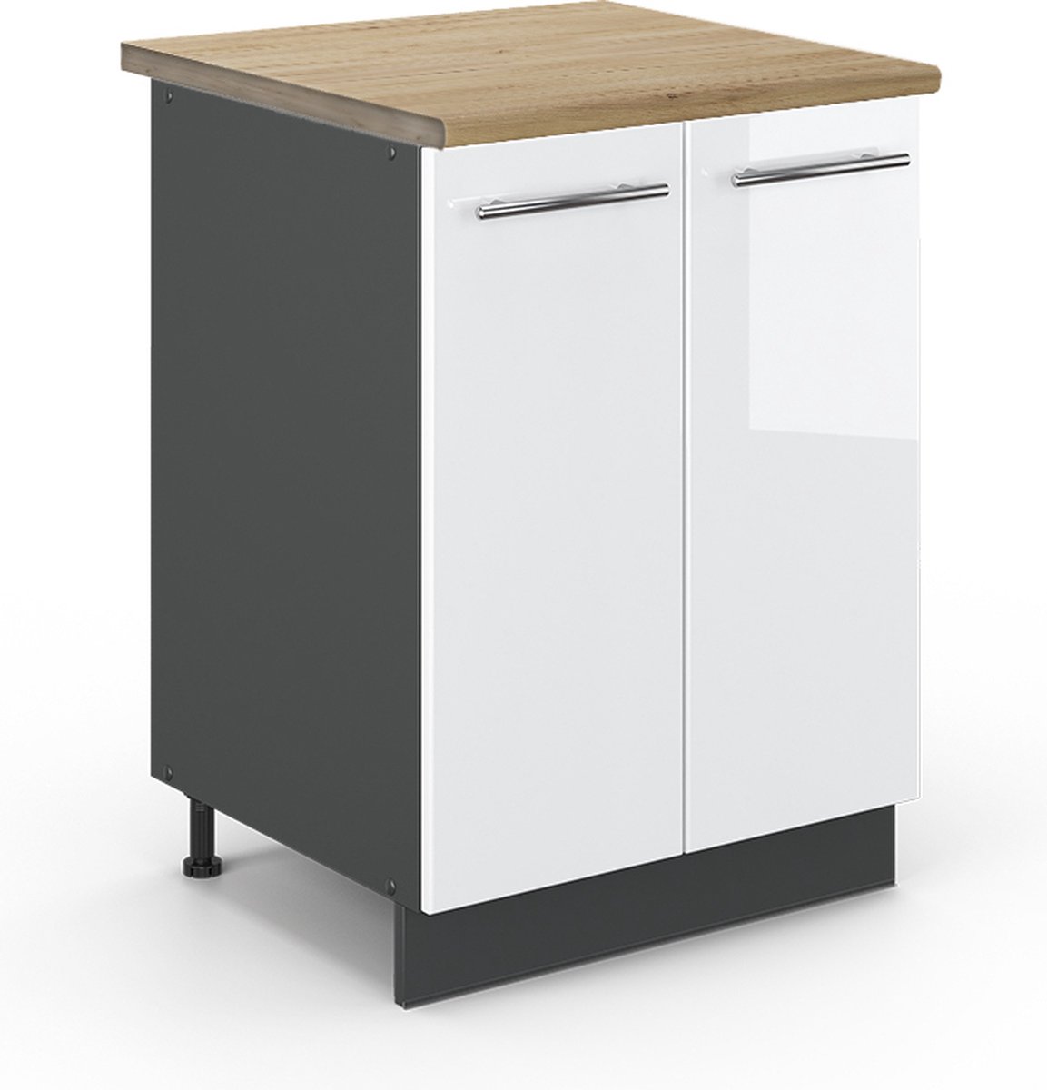 Vicco Fame-Line Keukenonderkast – 60 cm, WB Eik Wit Hoogglans Wit Hoogglans/Antraciet