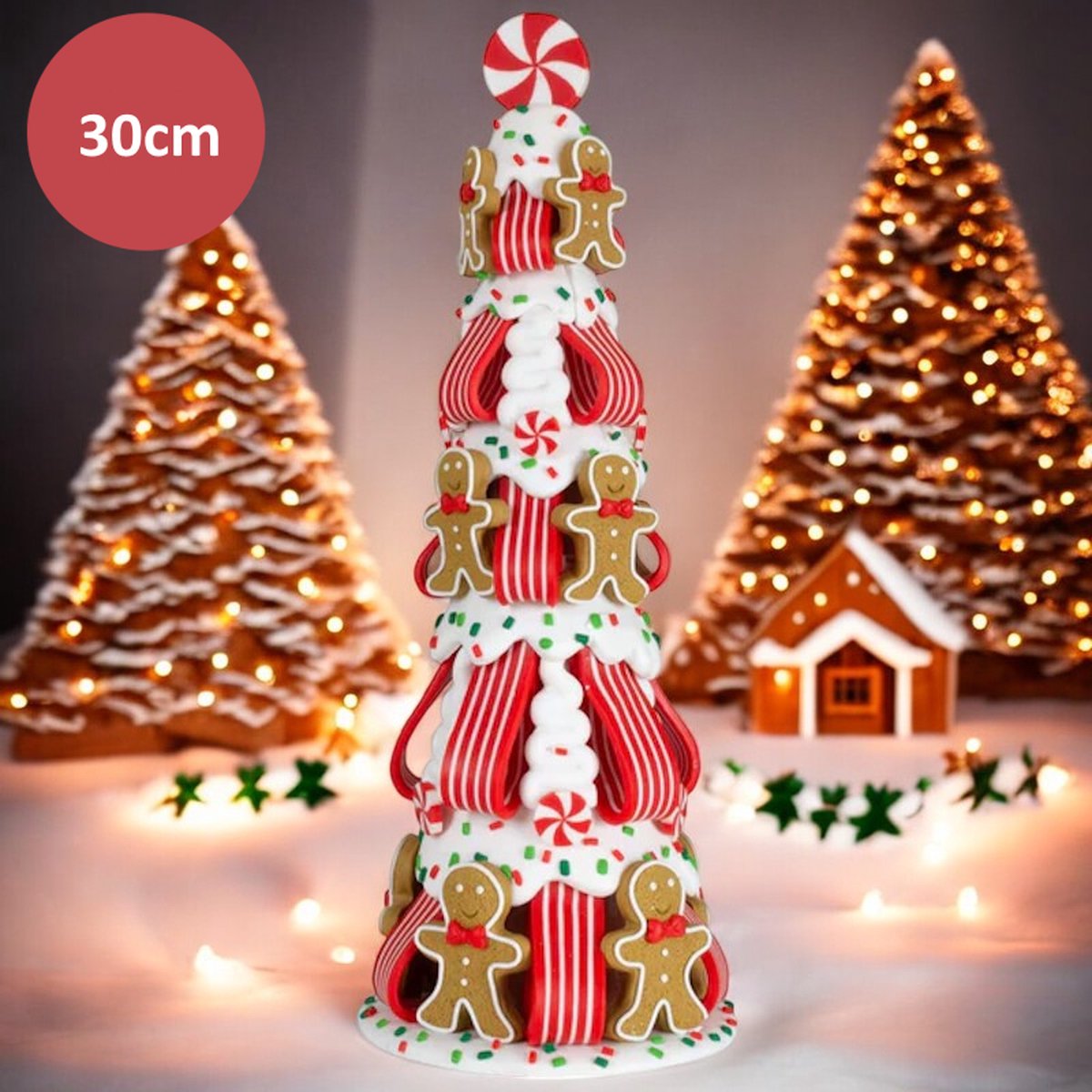 Tafeldecoratie Peperkoekjes Kerstboom - 30 cm - Kerstdecoratie