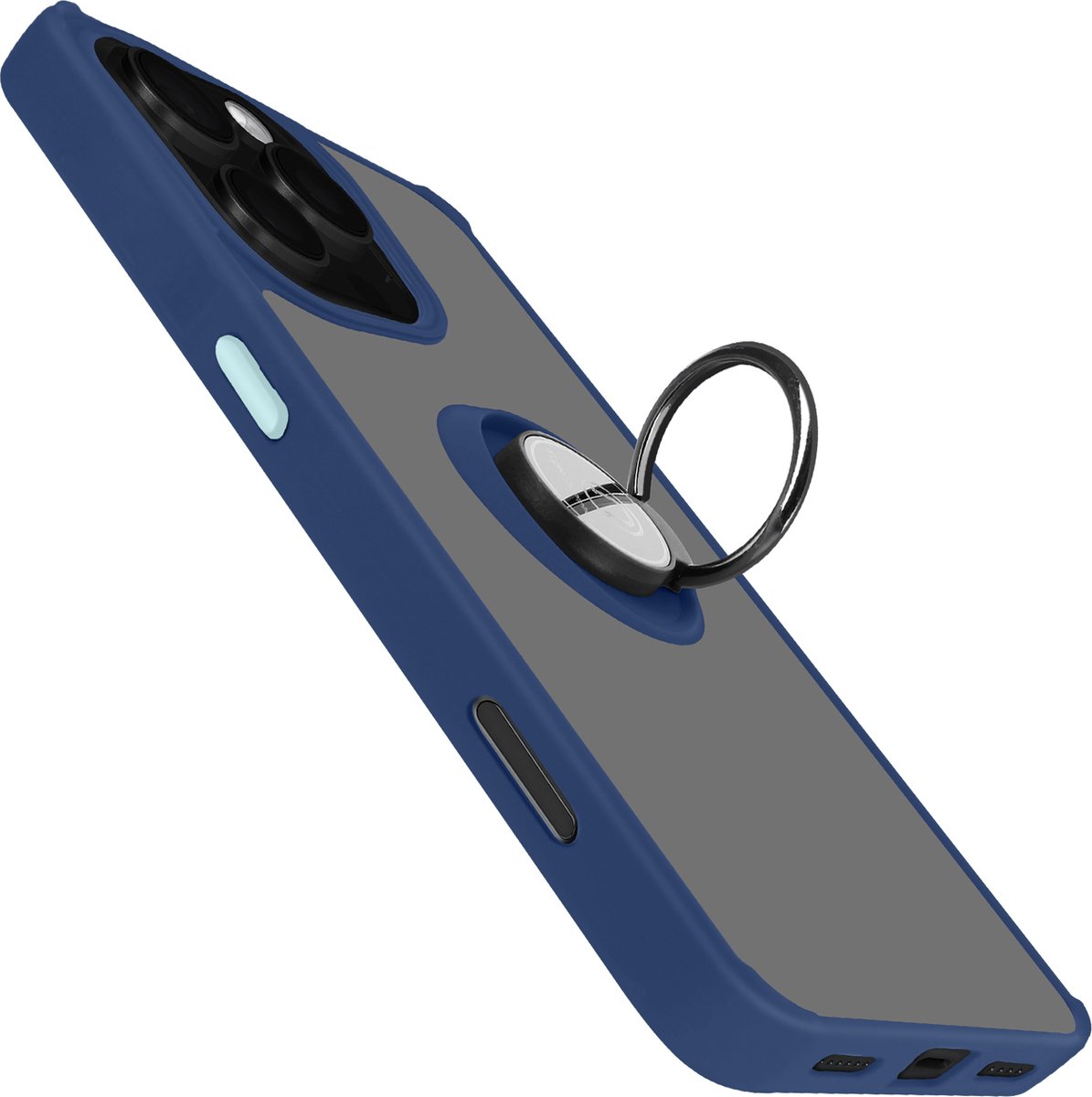 Avizar Video-ondersteuning Geschikt voor Apple iPhone 16 Pro metalen ring, Nachtblauw