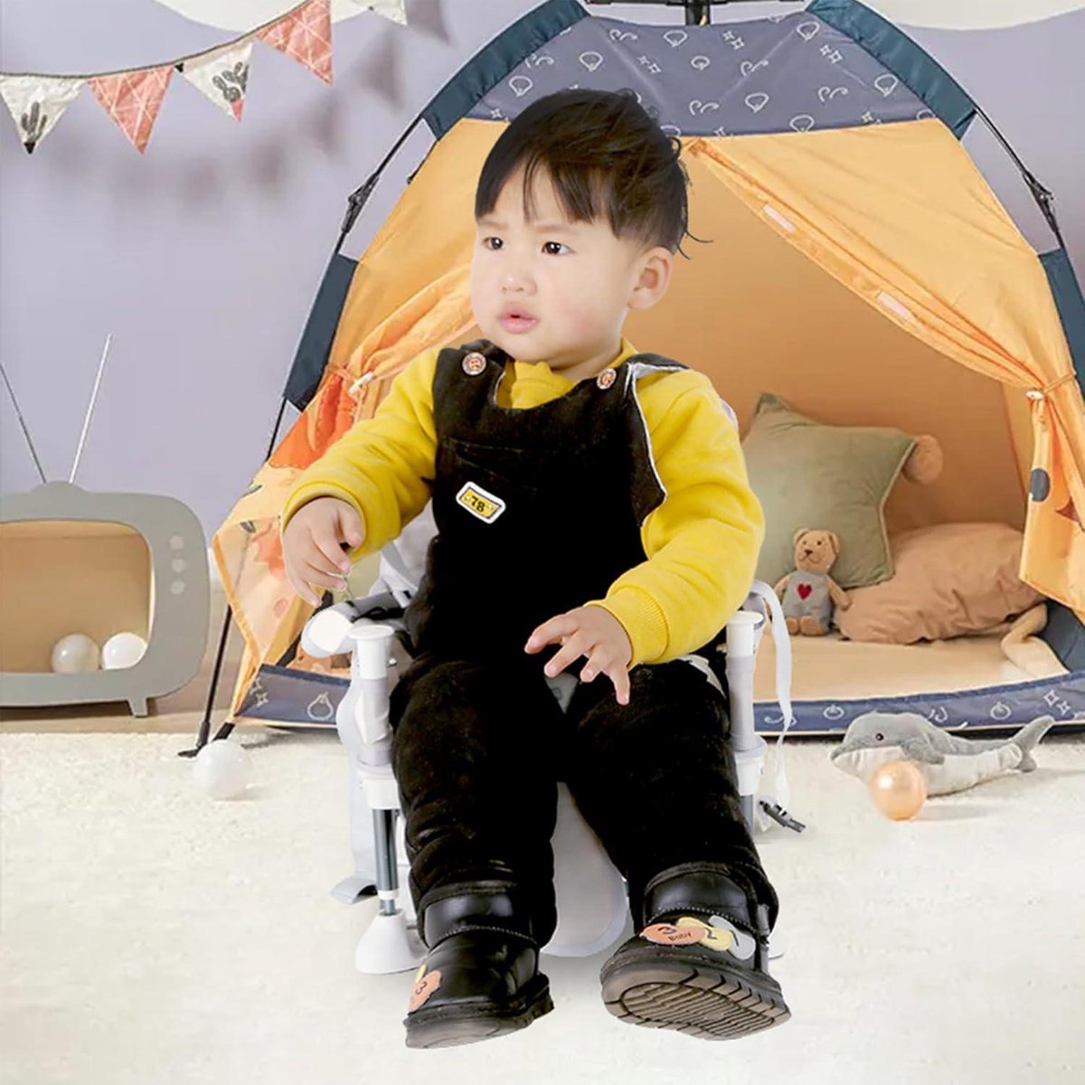 Mrs. Jones Hoge Stoel - Baby Hoge Stoelen voor Baby's en Peuters Opvouwbare Peuter Eetstoel met Verstelbare Riem en Afneembaar Dienblad Draagbare Baby Voedende Stoel (Roze) . – foto 3