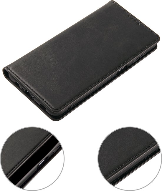 Étui de téléphone Smartphonica adapté pour Oppo A76 / A96 Étui en similicuir avec fermeture magnétique et Porte-cartes Étui à rabat - Zwart adapté pour Oppo A76;Oppo A96