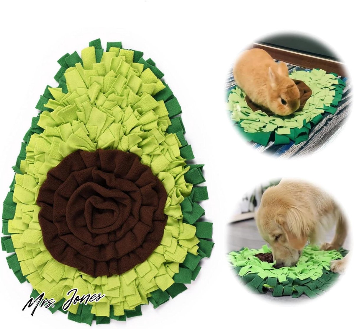 Mrs. Jones Snuffeltapijt voor huisdieren - voedermat snuffeldeken hondenspeelmat - huisdiersniffing mat trainingsmat voor honden en katten - groen .