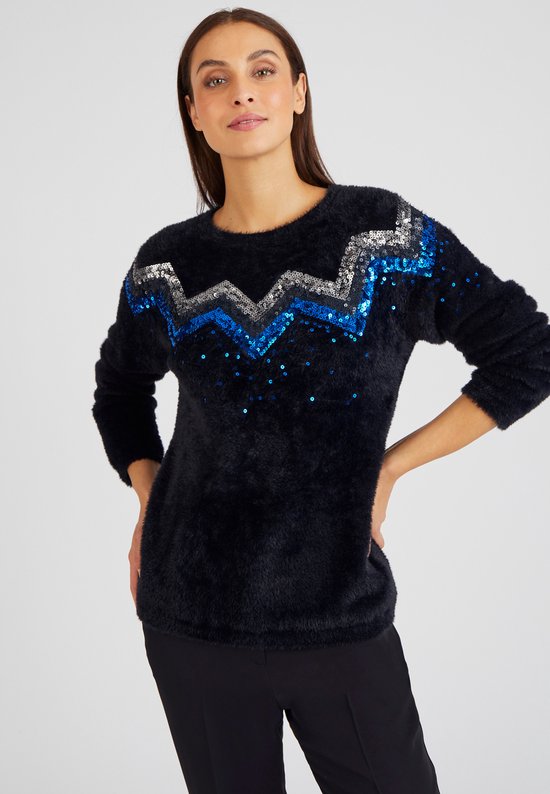Damart - Pull à paillettes tricot moelleux - Femme - Zwart - M