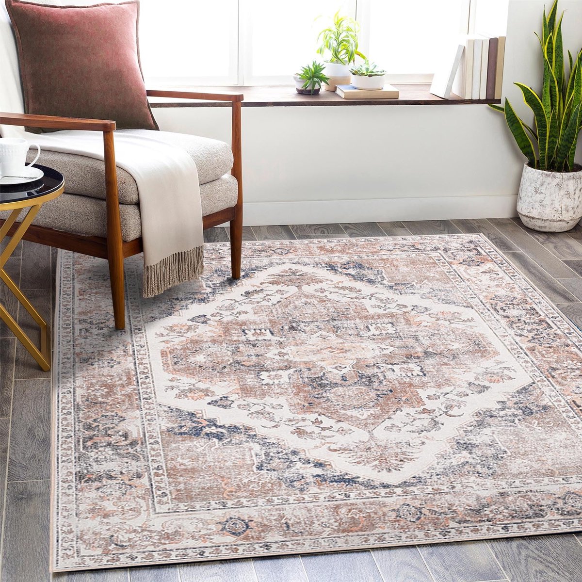 Vintage Bloemen Vloerkleed 120 x 180 cm voor Woonkamer en Keuken