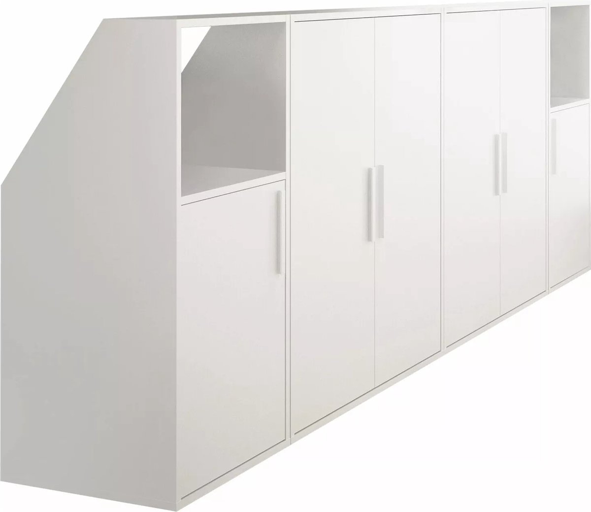 Vente-unique Kast voor onder schuin dak met 6 deuren en 2 nissen - Wit - ADEZIO