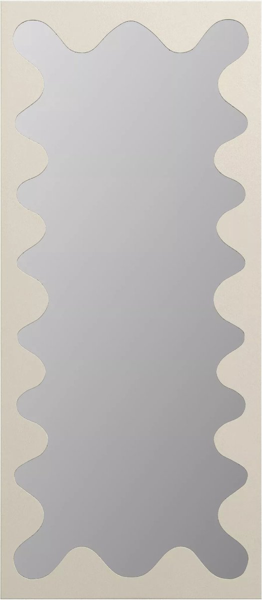Vente-unique Grote spiegel in metaal met golvende structuur - H 160 x B 70 cm - Beige - GANSU