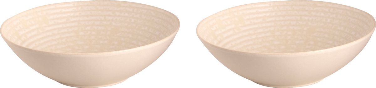 Palmer - Ripple - Schaal - Kom - 2 stuks - 1,8 L - ø 24 cm - Gebroken wit - Stoneware - Bordenset
