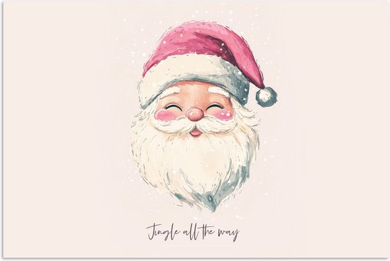 Poster 90x60 cm - Kerstman - Kerst - Quote - Beige - Posters - Kamer decoratie - Wanddecoratie woonkamer - Kerstdecoratie voor binnen - Kerstversiering - Kerstmis versiering in huis - Kerstaccessoires