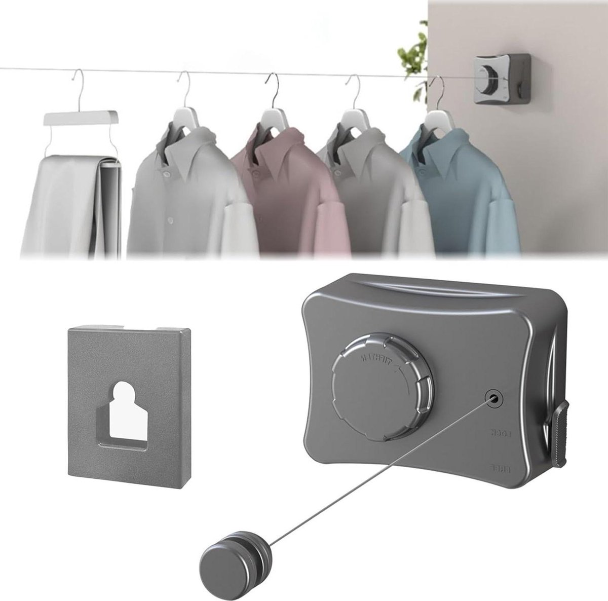 Goedkoopste Uittrekbare waslijn - 51 m waslijn met stalen kern - voor balkon, wasruimte, slaapkamer - boren of lijmmontage