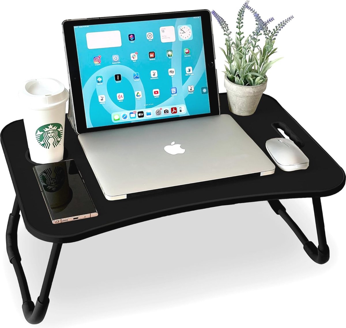 Opklapbare Ontbijttafel en Laptopstandaard voor Bed - Multifunctionele Bijzettafel (60x40x26 cm)