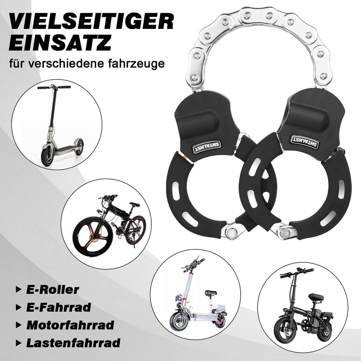 Handcuff Lock Cable Lock for E-Scooter Accessories Segway Ninebot Xiaomi NIU Scooter Black