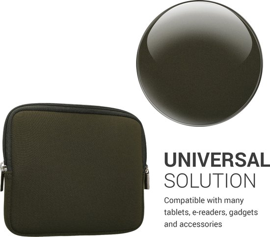 kwmobile Neoprene e-Reader Pouch Size 6,8-7" eReader - Universal eBook Sleeve Case with Zipper - Dark Green van Merkloos — afbeelding 4