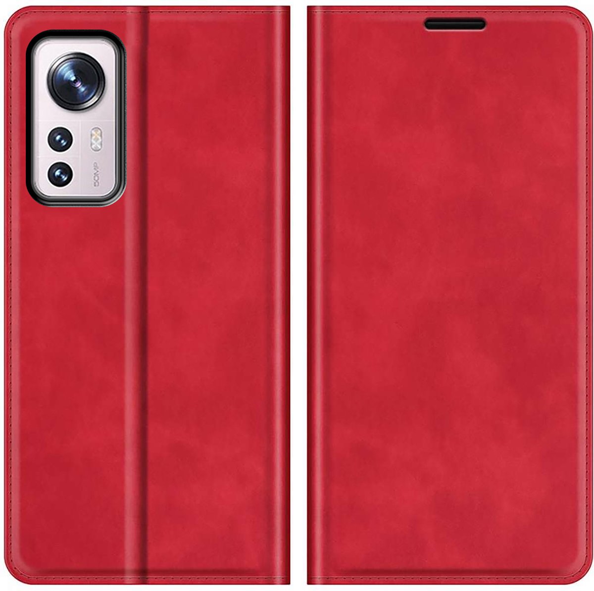 Cazy hoesje geschikt voor Xiaomi 12 Pro - Hoesje met Pasjeshouder - Luxe Book Case - Rood