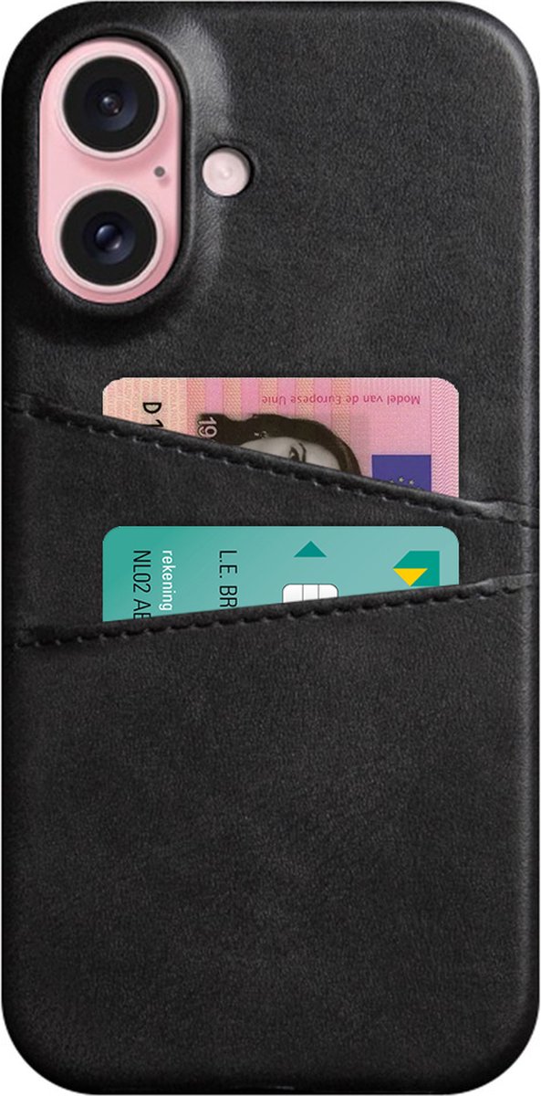 Peachy Duo Cardslot Wallet vegan leather hoesje geschikt voor iPhone 16 Plus - zwart