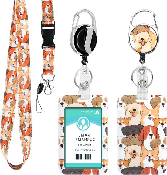 Uittrekbare sleutelhanger, 4 stuks, uittrekbaar, voor ID-hoes