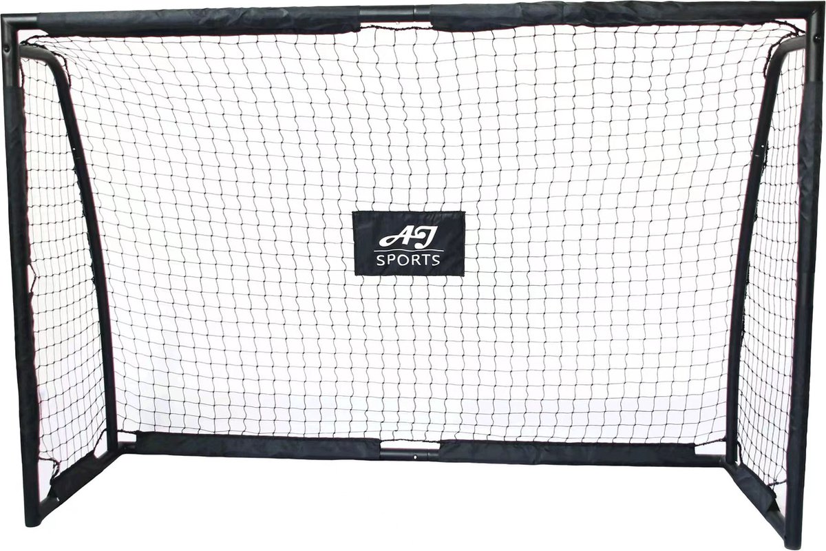 AJ-Sports Voetbaldoel met Doelwand - 180x120x60cm - Voetbalgoal - Goals - Voetbaltraining - Stalen buizen - 2 Schietgaten - Snelle montage - Zwart