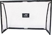 AJ-Sports Voetbaldoel met Doelwand - 180x120x60cm - Voetbalgoal - Goals - Voetbaltraining - Stalen buizen - 2 Schietgaten - Snelle montage - Zwart