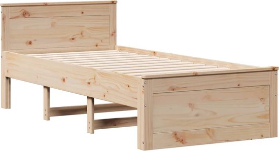 vidaXL - Lit - avec - bibliothèque - sans - matelas - massif - bois de pin - 90x200 - cm