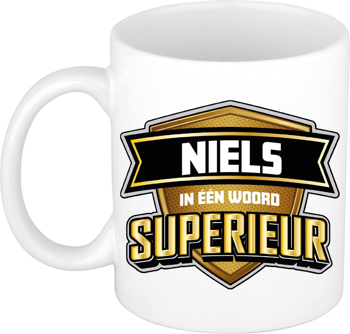 Bellatio Decorations Naam mok Niels - wit - Superieur - keramiek - 300 ml - collega beker - cadeau