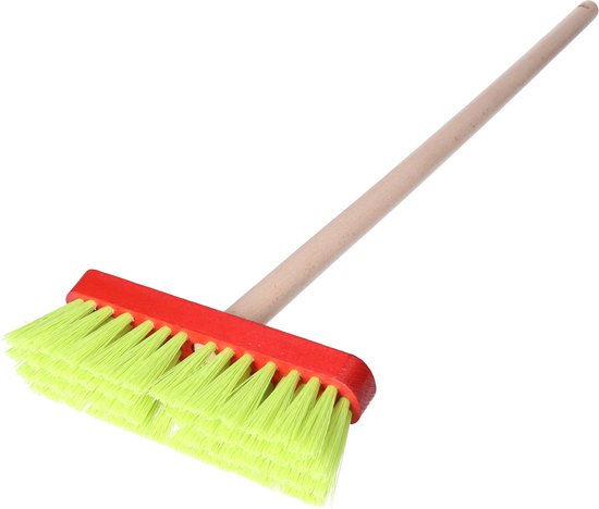 Binnen kinderbezem zacht blauw/geel met steel - Schoonmaakartikelen/Kamerbezems - 70 cm van Meyco — afbeelding 2