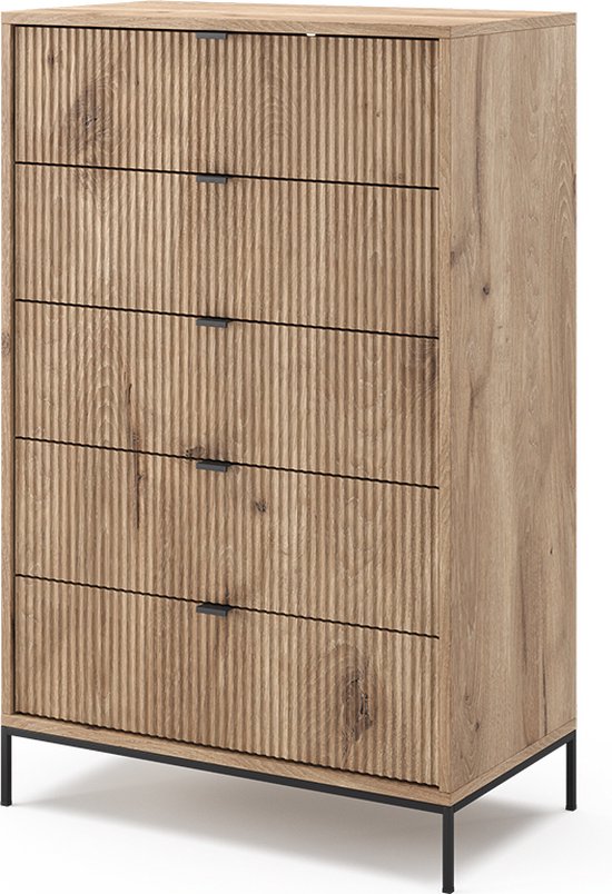 Vicco Eliza Ladekast – 76 x 120 cm met 5 laden Viking Eik
